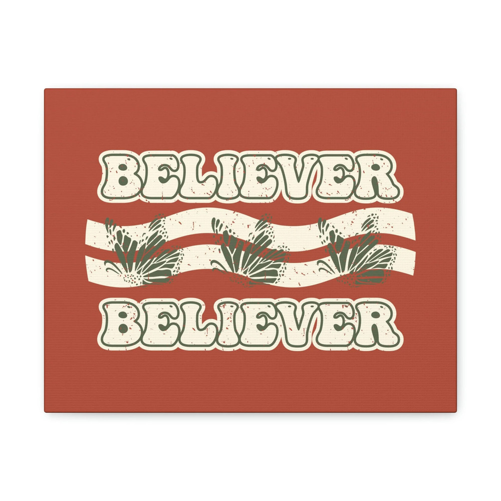 Scripture Walls John 11:26 Believer Red Chestnut Bible Verse Canvas Christian